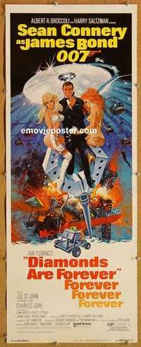 b171 DIAMONDS ARE FOREVER insert movie poster '71 Sean Connery