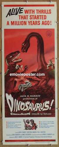 b173 DINOSAURUS insert movie poster '60 prehistoric monsters!
