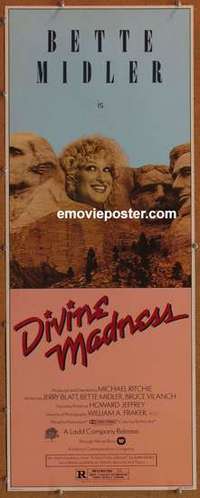 b174 DIVINE MADNESS insert movie poster '80 Bette Midler sings!