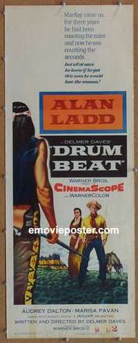 b183 DRUM BEAT insert movie poster '54 Alan Ladd, Audrey Dalton