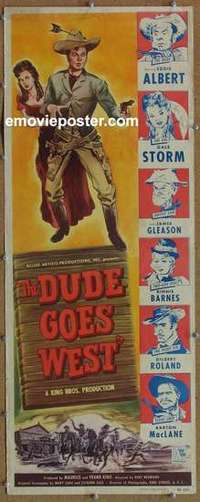 b185 DUDE GOES WEST insert movie poster '48 Eddie Albert, Gale Storm