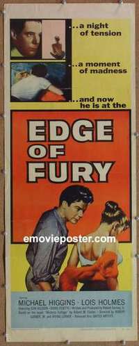 b190 EDGE OF FURY insert movie poster '57 moment of madness!