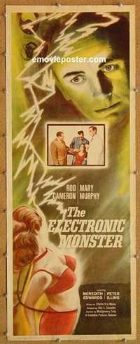 b193 ELECTRONIC MONSTER insert movie poster '60 Rod Cameron, sci-fi!