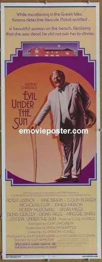 b198 EVIL UNDER THE SUN insert movie poster '82 Agatha Christie