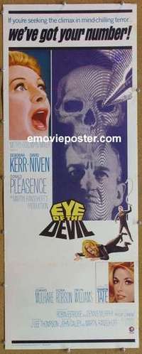 b199 EYE OF THE DEVIL insert movie poster '67 Sharon Tate, horror!