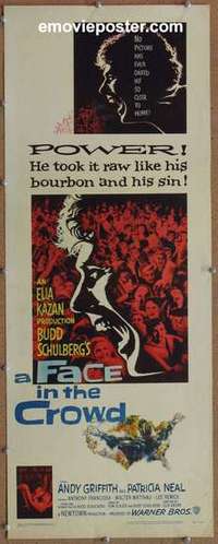 b202 FACE IN THE CROWD insert movie poster '57 Andy Griffith, Neal