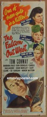 b203 FALCON OUT WEST insert movie poster '44 Tom Conway mystery!