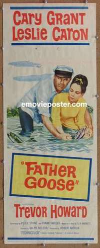b210 FATHER GOOSE insert movie poster '65 Cary Grant, Leslie Caron