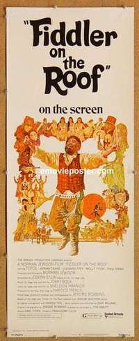 b213 FIDDLER ON THE ROOF insert movie poster '72 Topol, Molly Picon