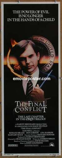 b432 OMEN 3 - THE FINAL CONFLICT insert movie poster '81 Sam Neill