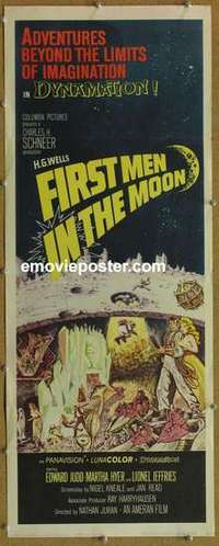 b215 FIRST MEN IN THE MOON insert movie poster '64 Ray Harryhausen