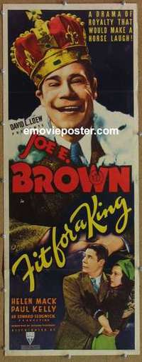b216 FIT FOR A KING insert movie poster '37 Joe E. Brown, Mack