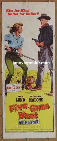 b217 FIVE GUNS WEST insert movie poster '55 Roger Corman, John Lund