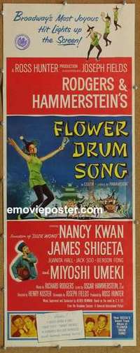 b218 FLOWER DRUM SONG insert movie poster '62 Nancy Kwan, Shigeta