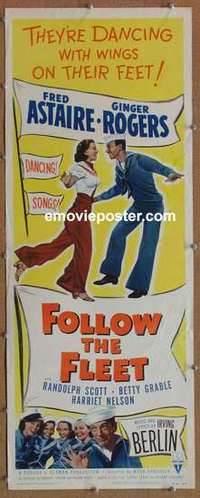 b219 FOLLOW THE FLEET insert movie poster R53 Astaire & Rogers!