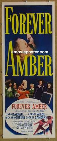 b220 FOREVER AMBER insert movie poster R53 Linda Darnell, Wilde