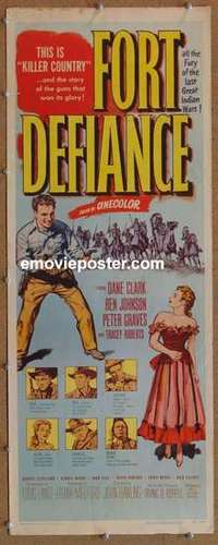 b221 FORT DEFIANCE insert movie poster '51 Dane Clark, Ben Johnson