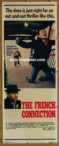 b225 FRENCH CONNECTION insert movie poster '71 Gene Hackman, Scheider