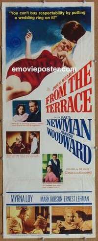 b229 FROM THE TERRACE insert movie poster '60 Newman, Woodward, Loy