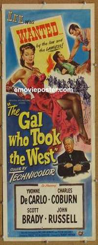 b237 GAL WHO TOOK THE WEST insert movie poster '49 Yvonne De Carlo
