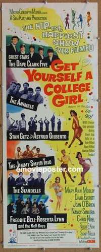b241 GET YOURSELF A COLLEGE GIRL insert movie poster '64 rock&roll!