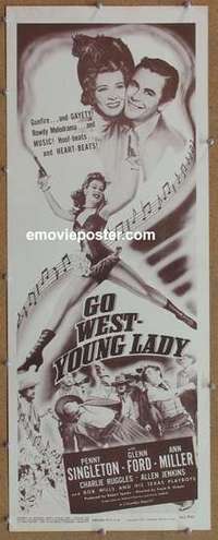b248 GO WEST YOUNG LADY insert movie poster R51 Singleton, Ford