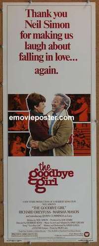 b254 GOODBYE GIRL insert movie poster '77 Richard Dreyfuss, Mason