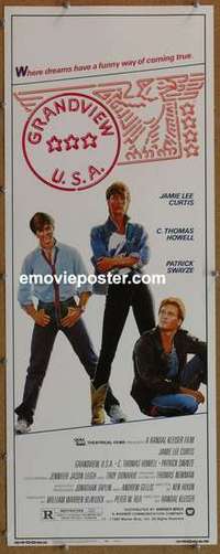 b256 GRANDVIEW USA insert movie poster '84 Jamie Lee Curtis, Swayze