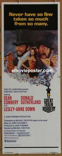 b259 GREAT TRAIN ROBBERY insert movie poster '79 Connery, Sutherland