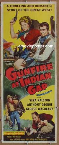 b262 GUNFIRE AT INDIAN GAP insert movie poster '57 Vera Ralston