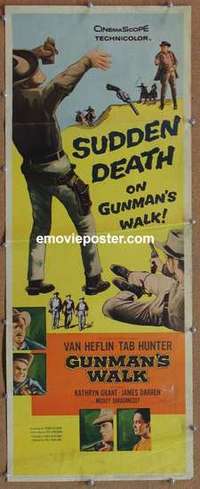 b263 GUNMAN'S WALK insert movie poster '58 Van Heflin, Tab Hunter