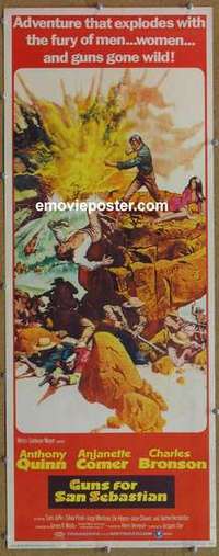 b264 GUNS FOR SAN SEBASTIAN insert movie poster '68 Anthony Quinn