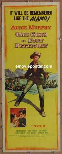 b265 GUNS OF FORT PETTICOAT insert movie poster '57 Audie Murphy