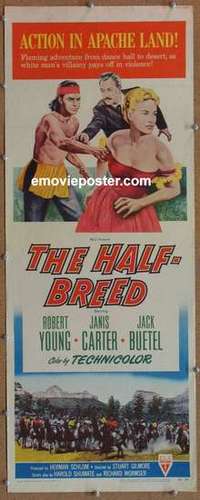 b268 HALF-BREED insert movie poster '52 wild sexy Indian & girl image!