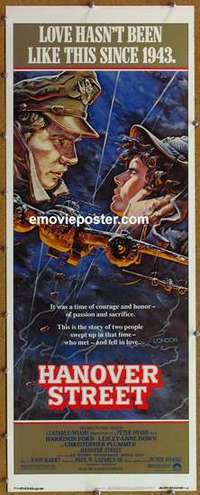 b271 HANOVER STREET insert movie poster '79 Harrison Ford, Down