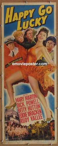 b272 HAPPY GO LUCKY insert movie poster '43 sexy Mary Martin!