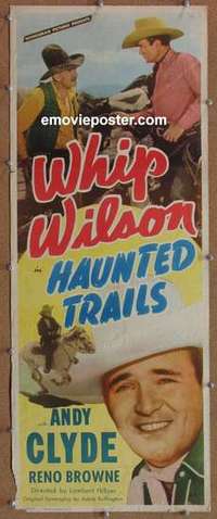 b274 HAUNTED TRAILS insert movie poster '49 Whip Wilson, Andy Clyde
