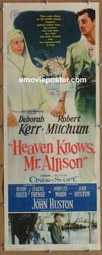 b281 HEAVEN KNOWS MR ALLISON insert movie poster '57 Robert Mitchum