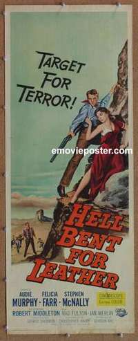 b282 HELL BENT FOR LEATHER insert movie poster '60 Audie Murphy