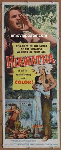 b288 HIAWATHA insert movie poster '53 Native American Indians!