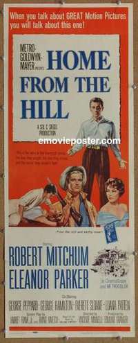 b294 HOME FROM THE HILL insert movie poster '60 Robert Mitchum, Parker