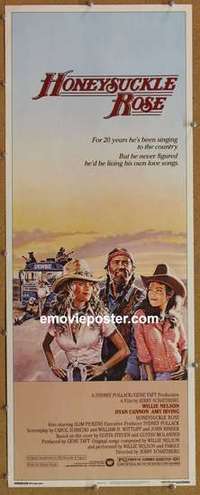 b295 HONEYSUCKLE ROSE insert movie poster '80 Willie Nelson, Cannon