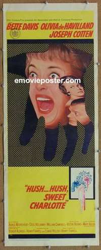 b304 HUSH HUSH SWEET CHARLOTTE insert movie poster '65 Bette Davis
