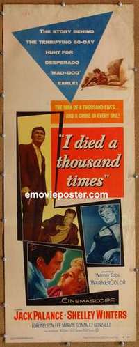 b305 I DIED A 1000 TIMES insert movie poster '55 Jack Palance, Winters