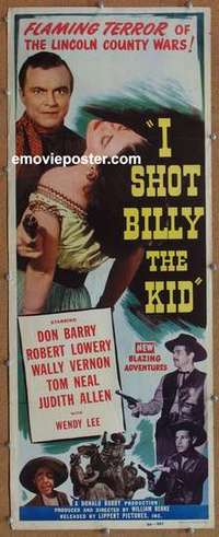b307 I SHOT BILLY THE KID insert movie poster '50 Don Red Barry