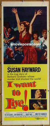 b308 I WANT TO LIVE insert movie poster '58 S. Hayward, Barbara Graham