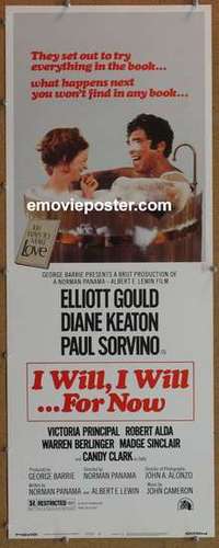 b309 I WILL I WILL FOR NOW insert movie poster '76 Gould, Keaton