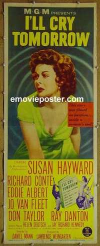 b312 I'LL CRY TOMORROW insert movie poster '55 Susan Hayward, Conte