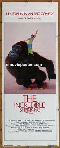 b316 INCREDIBLE SHRINKING WOMAN insert movie poster '80 Lily Tomlin