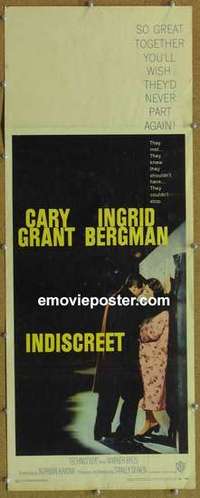 b317 INDISCREET insert movie poster '58 Cary Grant, Ingrid Bergman